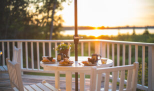 breakfast on the deck at sunrise